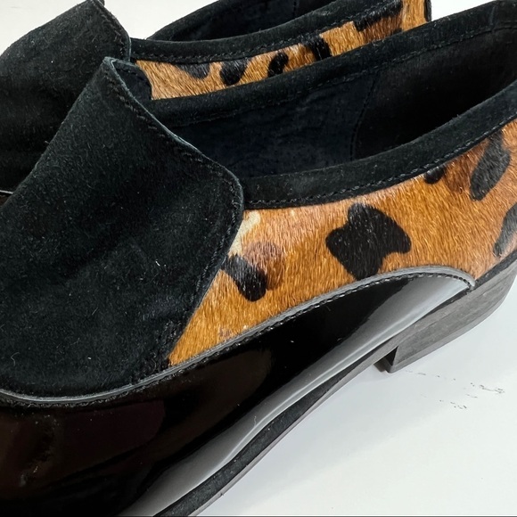 Free People Brady Slip On Leopard Cow Hair Patent Loafers Size EU 38/ US 8 - Picture 10 of 11